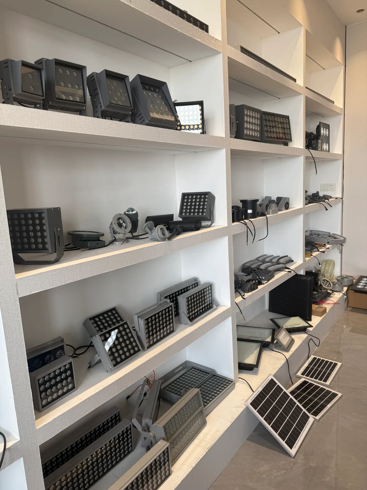 LED wall washer models and configurations displayed at our showroom.